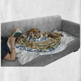thumbnail image 6 of Tiger Soft Flannel Fleece Throw Blanket, Large Cat Crossing from Vintage Frame Japanese Design Exotic Adventure, Cozy Plush for Indoor and Outdoor Use, 50" x 60", Royal Blue Pale Brown, by Ambesonne, 6 of 6