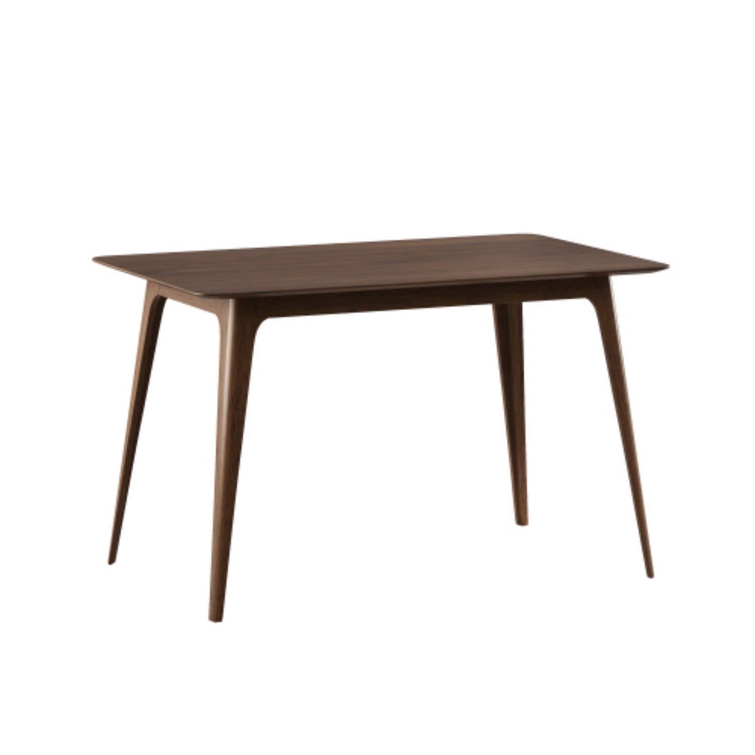 Mid Century Modern Dining Table, 47.2" Wood Kitchen Table with Rubberwood Splayed Legs, Faux Wood Top, Compact Rectangular Dining Table for Apartment, Dining Room & Kitchen, Walnut