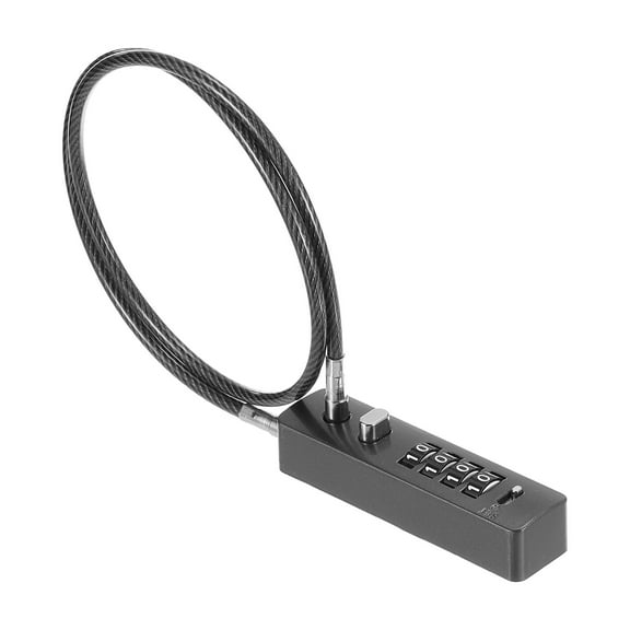 Uxcell 4-Digit Combination Lock with Steel Cable Rope for Bikes Cabinets, Grey
