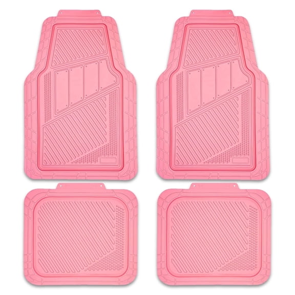 Car-Grand Heavy Duty Rubber Car Floor Mats All Weather Durable Full Set Anti-slip Waterproof Automotive Floor Mats for Woman Girly Cute Trim-to-fit Car SUV Truck All Pink