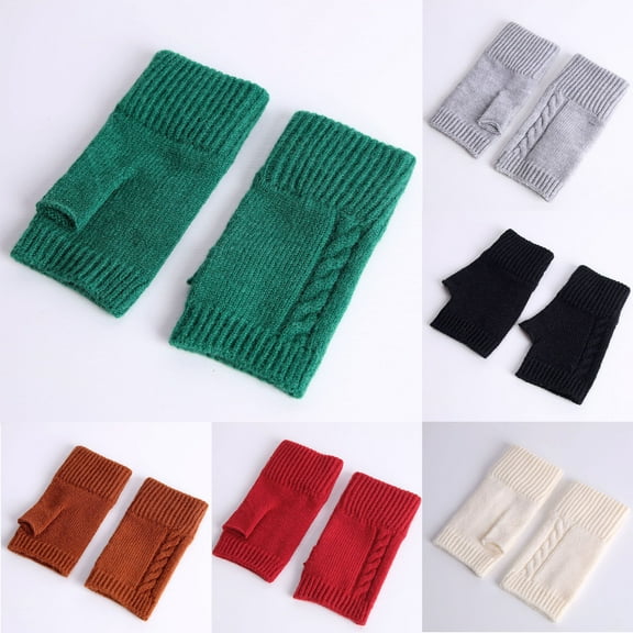 Women Warm Gloves for Cold Weather Windproof Thermal Half Finger Winter Glove for Running Driving Cycling Hiking Biking Outdoor Sports Daily Work Red