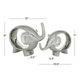 thumbnail image 3 of 7", 9"H Silver Porcelain Ceramic Elephant Sculpture, by DecMode (2 Count), 3 of 7