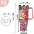 thumbnail image 2 of 40oz Floral Tumbler with Handle and Straw Leak Proof Insulated Tumbler Vintage Floral Coffee Travel Mug 40 oz Bohemian Floral Tumbler with Handle Boho Gifts for Women, 2 of 6