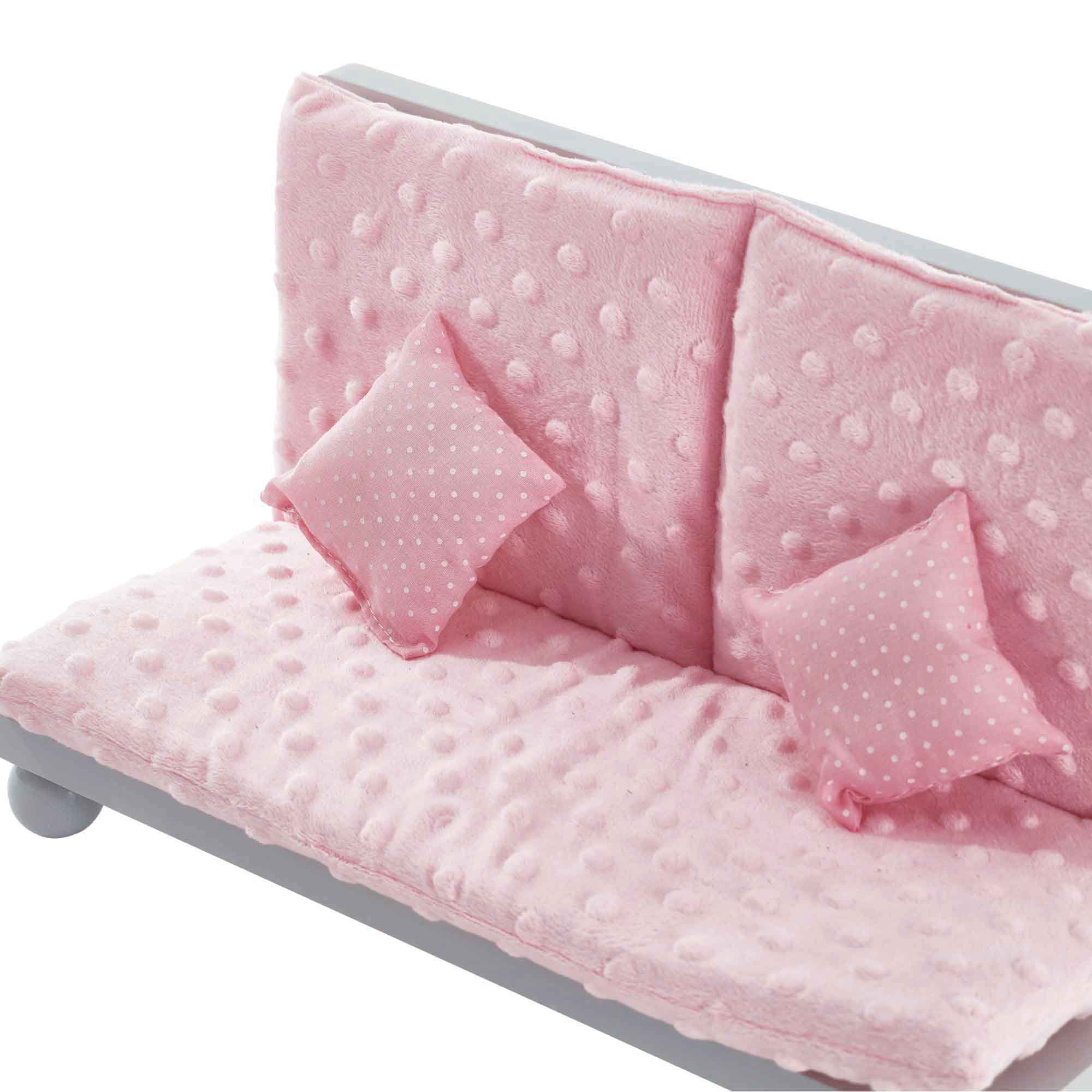 Olivia's Little World Little Princess Lounge Set with Couch, Chair and Coffee Table, Light Pink/Gray