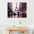 thumbnail image 2 of ERAPDAUR Pink Paris Canvas Wall Art Girl Bedroom Oil Painting Paris Eiffel Tower Street View Picture Print for Home Office Decor Umbrella Landscape Artwork Bathroom Wall Decor 16x12in, 2 of 6
