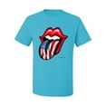 thumbnail image 2 of Wild Bobby, American Flag Lips Tongue Out, Men Graphic Tees, Light Turquoise, Large, 2 of 3
