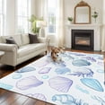 thumbnail image 3 of Rectangle Area Rug 6x9ft,Summer Ocean Watercolors Shell Washable Carpet Non-Slip Runner Accent Rugs Indoor Floor Mat for Bedroom Living Room Decor,Nautical Conch Waterweed, 3 of 9