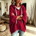 thumbnail image 5 of Textilo Womens Hoodies 3/4 Batwing Sleeve Drawstring Hoodie Hooded Solid Color Pullover Tops 2026 Fall Winter Fashion Lightweight Y2k Top,Red L, 5 of 6