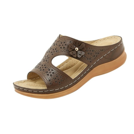 

Betiyuaoe Shoes for Women Fashion Summer Sandals Slippers Light And Comfortable Wedge Heel Flower Platform Large Size Shoe
