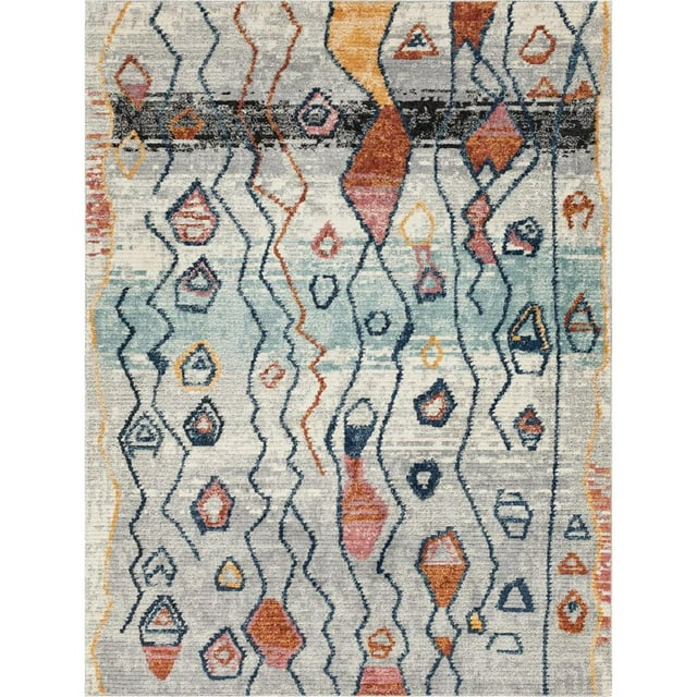 Unique Loom Morocco Southwestern Area Rug 9' x 12' Rectangle Gray/Ivory