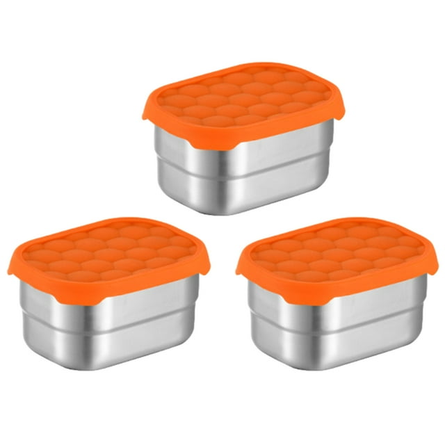 Recipientes de acero inoxidable para bocadillos para niños | Recipientes pequeños para alimentos a prueba de fugas y de fácil apertura con tapas de silicona