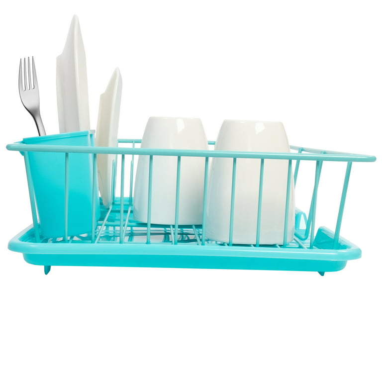 Home Basics 3 Piece Dish Drainer, Turquoise : Target