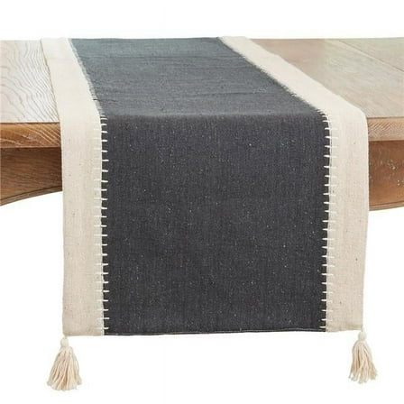Saro Lifestyle Whipstitch Banded Table Runner