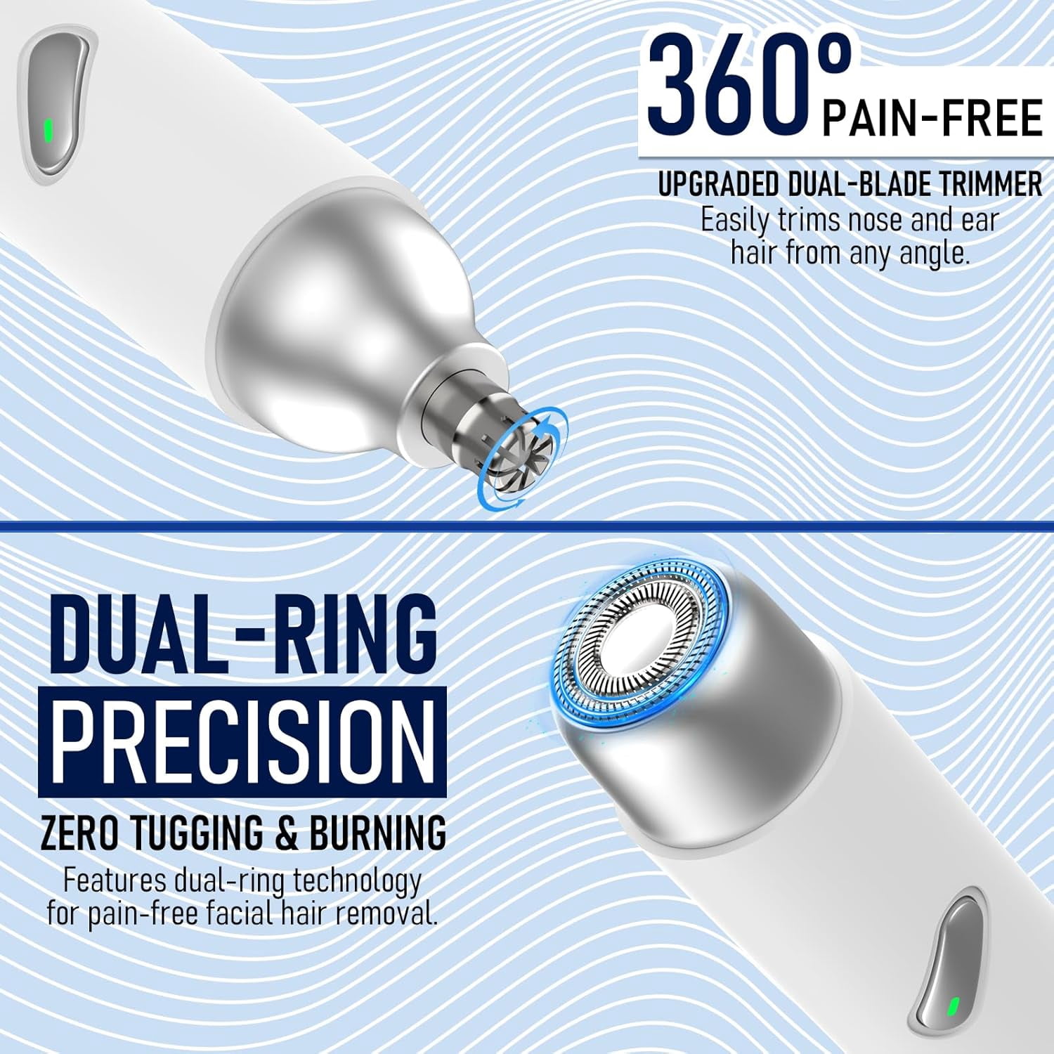 Nose Hair Trimmer for Women Men, 2 in 1 Rechargeable Flawless Facial Hair Removal & Nose Ear Hair Trimmer, Portable Face Hair Removal Shaver for Chin Upper Lip Peach Fuzz Ideal for Travel Use