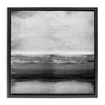 Stupell Industries Monochromatic Grey Rustic Abstraction Abstract Painting Black Floater Framed Canvas Art Print Wall Art, 18 x 18