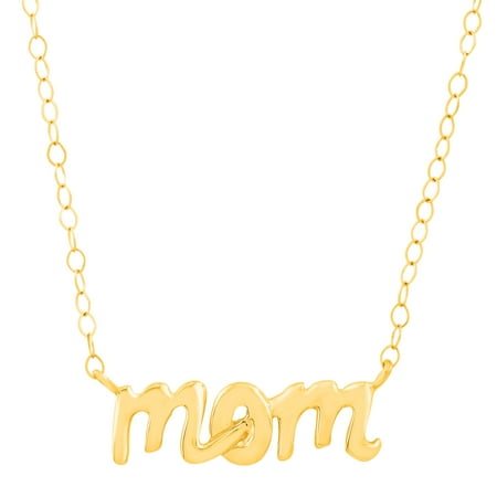 Simply Gold 'Mom' Script Necklace in 14kt Gold