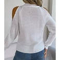 thumbnail image 2 of SWSMCLT Women's Soft Pullover Sweater Long Sleeve High Neck Loose Top Knitwear Knitted Off The Shoulder Fashion White Medium, 2 of 5