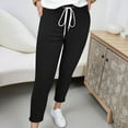 thumbnail image 2 of EDFBUYKRS Female Women Pants Casual Womens Sweatpants Tall 34 Inseam Casual Trousers with Drawstring Waist Ankle Pure Color Comfortable Pants for Everyday Wear L, 2 of 7
