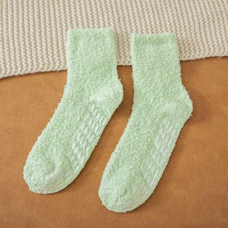 

Fule Women Winter Cozy Fuzzy Coral Fleece Warm Thermal Non-Skid Home Sleep Socks