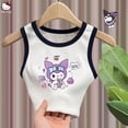 thumbnail image 1 of Sanrioed Cartoon Kuromi Melody Clothes Girl Crop Top Print Tank Tops Y2K Children Short Slim Vest Harajuku Black Sleeveless Tees, 1 of 5