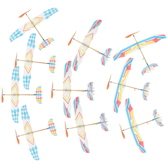 HOMEMAXS 10Pcs Rubber Band Powered Airplane Model Biplane Toys for Kids (Random Style)