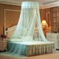 thumbnail image 3 of Red de cortina de cama mosquitera estilo princesa de encaje con dosel redondo transpirable (azul), 3 of 8