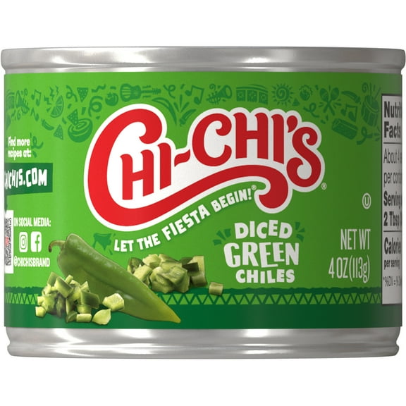 CHI-CHI’S Diced Green Chiles, 4 oz Steel Can, Shelf stable