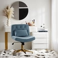 thumbnail image 2 of Adjustable Modern Swivel Velvet Desk Task Chair for Makeup Vanity Blue, 2 of 8