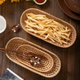 thumbnail image 5 of Easy To Clean Oval Rattan Fruit Tray Fruit And Vegetable Cutlery Toiletries Cleaning Supplies Storage Basket Party Events Holiday Decorations Beige 18 * 9.6 cm+27 * 11.8 cm 2PCS, 5 of 9