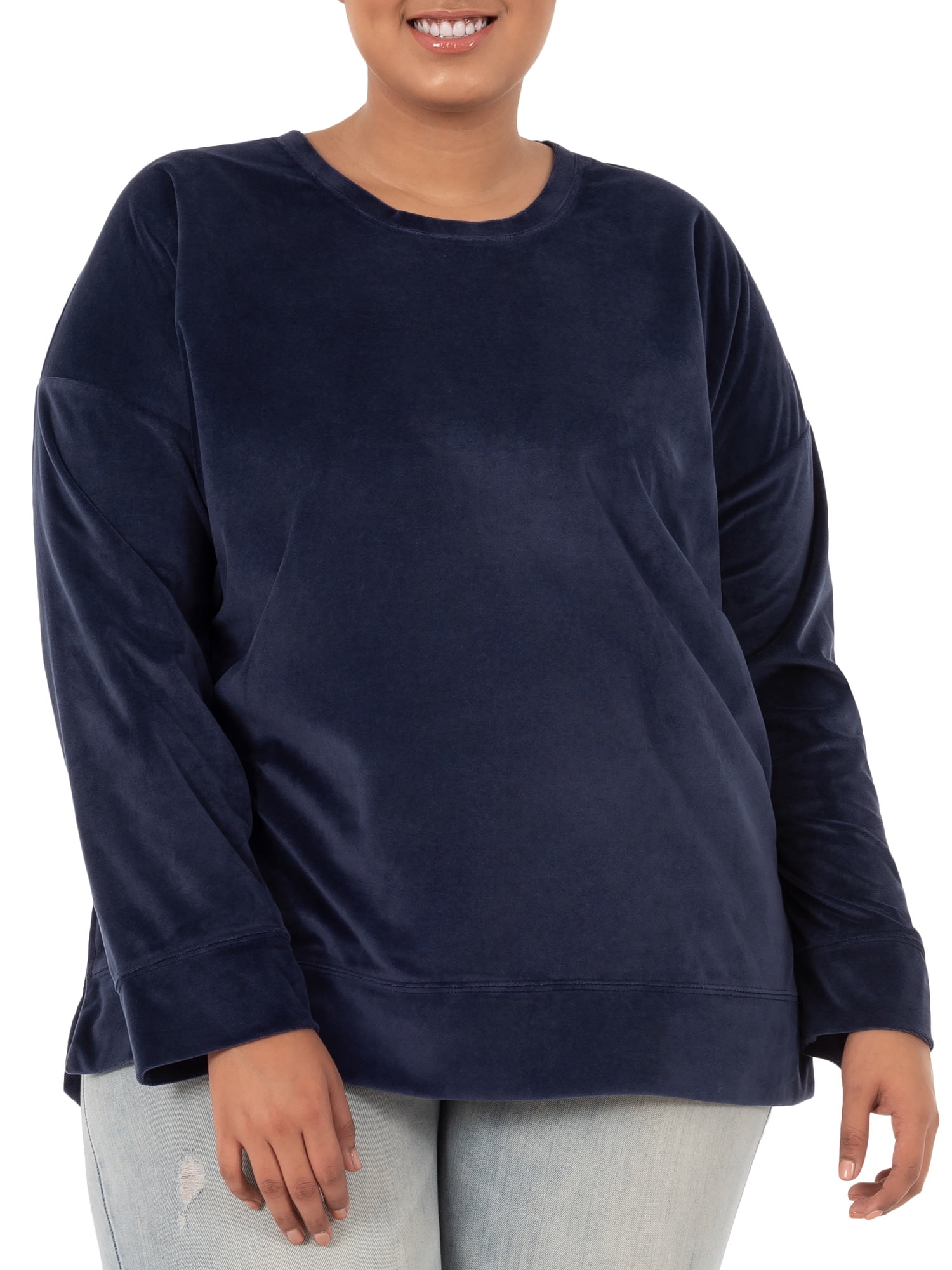 Athletic Works Athletic Works Women's Plus Size Velour Crew Neck Long