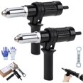 thumbnail image 1 of Professional Electric Rivet Gun Adapter Kit, Rivet Gun Adapter with Removable Plastic Handle, 4 Rivet Heads 2.4mm 3.2mm 4.0mm 4.8mm, Cordless Riveting Drill Tool Accessories (2 Set), 1 of 8