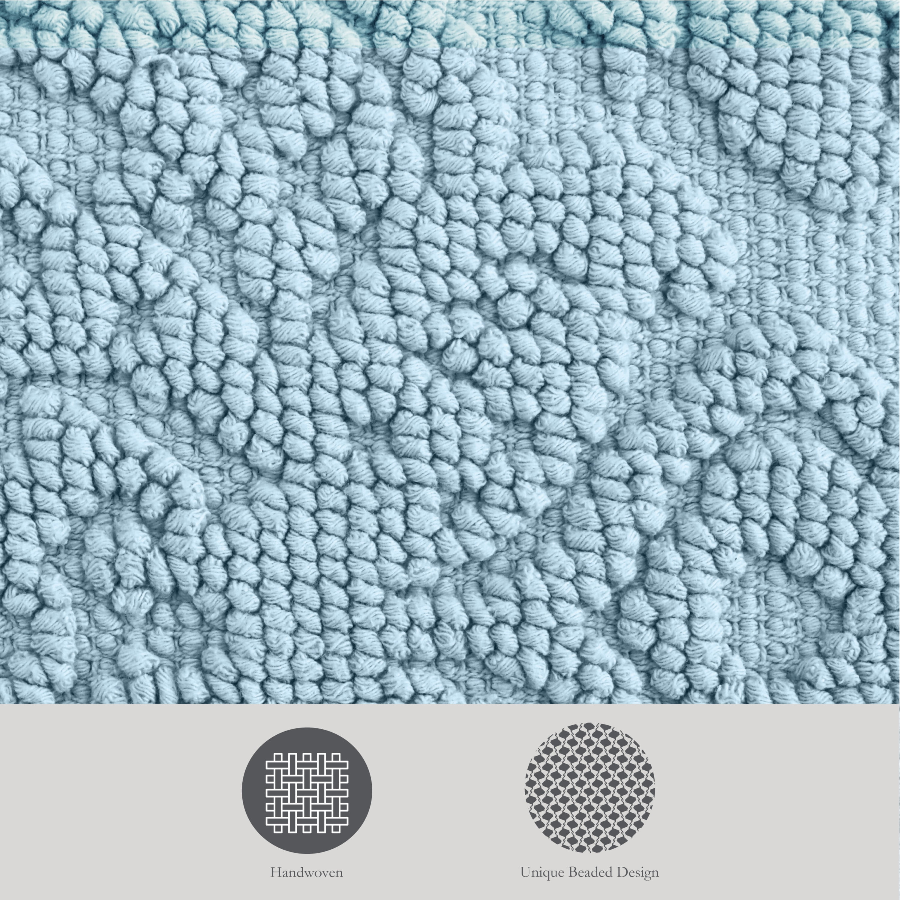 Jean Pierre Ricardo Cotton Fringe 27 x 45 in. Bath Rug, Light Blue