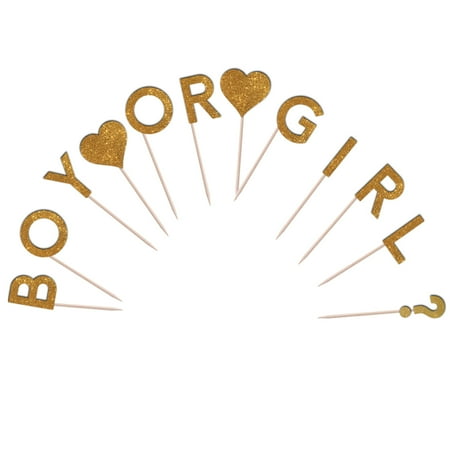 Boy Or Girl Cupcake Toppers Glitter Cardstock Set of 12 pcs