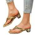 thumbnail image 1 of Womens Dress Flip Flops for Ladies Trendy Square Toe Clear Chunky Mid Heel Slides Sandals 2025 Summer, 1 of 8