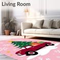 thumbnail image 2 of ODIKA 8'x10' Machine Washable Non-Slip Area Rug, North Pole Express Crochet Motif Adventure High Traffic Rug with Pad, Pink, 654106, 2 of 8