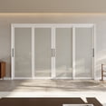 thumbnail image 2 of 120" x 80" 1-Lite Frosted Tempered Glass Room Divider Double Sliding Closet Door with Hardware & Handles, 2 of 8