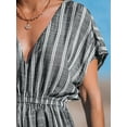 thumbnail image 6 of CUPSHE Women's Cover Up V Neck Midi Dress Short Sleeves Summer Beachwear Casual Coverups Striped, 6 of 6