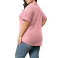 thumbnail image 2 of Cuteduck Womens Plus Size Casual Henley Waffle Knit Button-Up Top Short Sleeve Polo Shirt 1X-5X, 2 of 7
