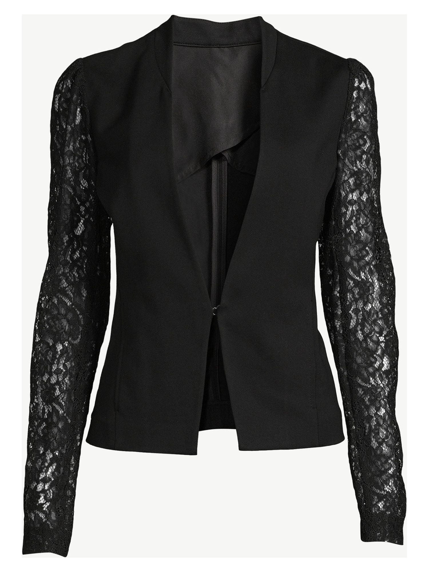 Sofia Jeans by Sofia Vergara Women's Cropped Blazer with Lace Sleeves