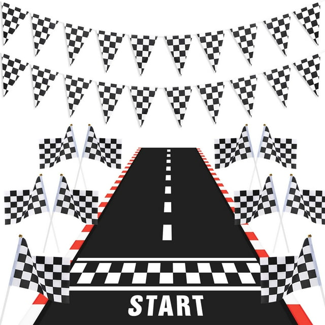 Set de decoración para fiestas con tema de coche de carreras, tatuaje con pista de carreras