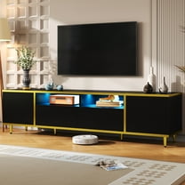 70.9" Modern TV Stand for TVs up to 80 Inches, Entertainment Center with 2 Shelves and LED Lights, TV Storage Cabinet with 2 Drawers, 2 Cabinets and Metal Legs for Living room