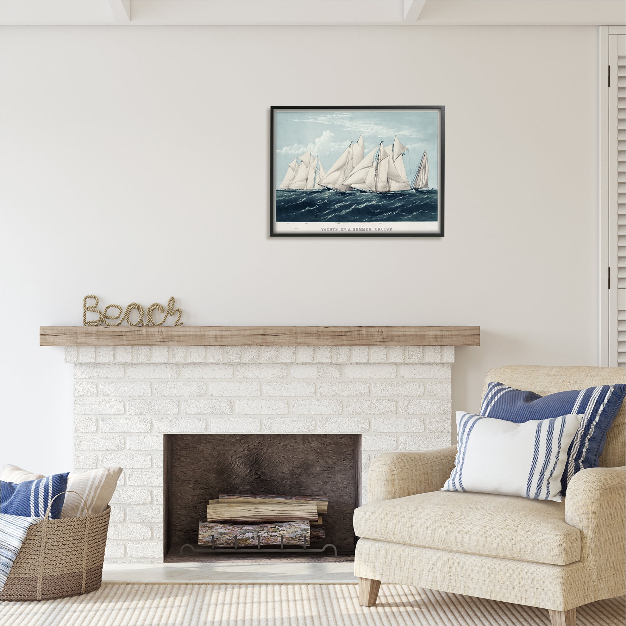 Stupell Industries Vintage Summertime Yachts Transportation Painting Black Framed Art Print Wall Art, 30 x 24