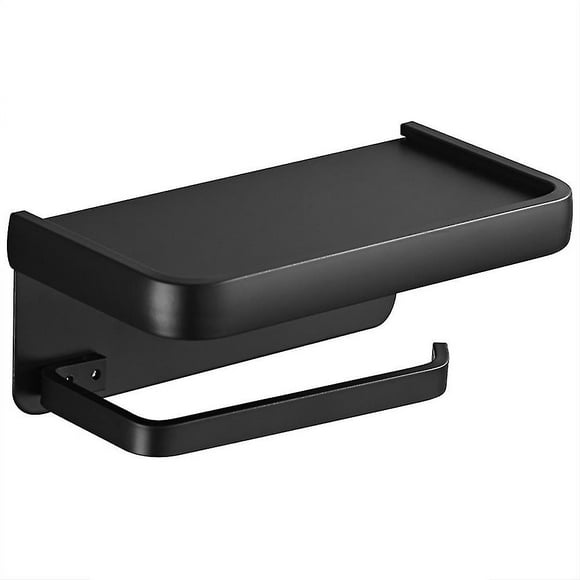 Bathroom Toilet Paper Holder Roll Holder, Black Toilet Paper Holder No Punch Tissue Holder With She