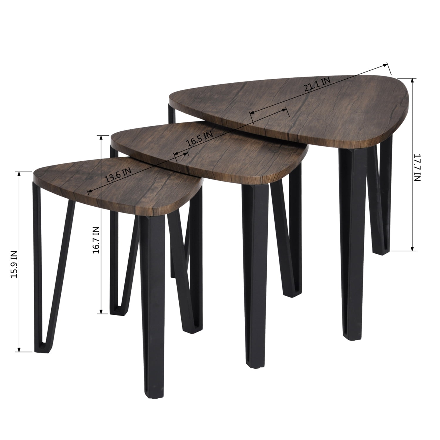Kepooman Industrial Nesting-Tables Living Room Coffee Table Sets of 3, Stacking End Side Tables Nightstands Vintage Night Tables for Bedroom Home Office, Dark Brown Kepooman Industrial Nesting-Tables Living Room Coffee Table Sets of 3, Stacking End Side Tables Nightstands Vintage Night Tables for Bedroom Home Office, Dark Brown