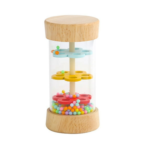 Fabricante de lluvia con bolas de metal tubo de plástico de madera palo de lluvia colorido para niños y niñas