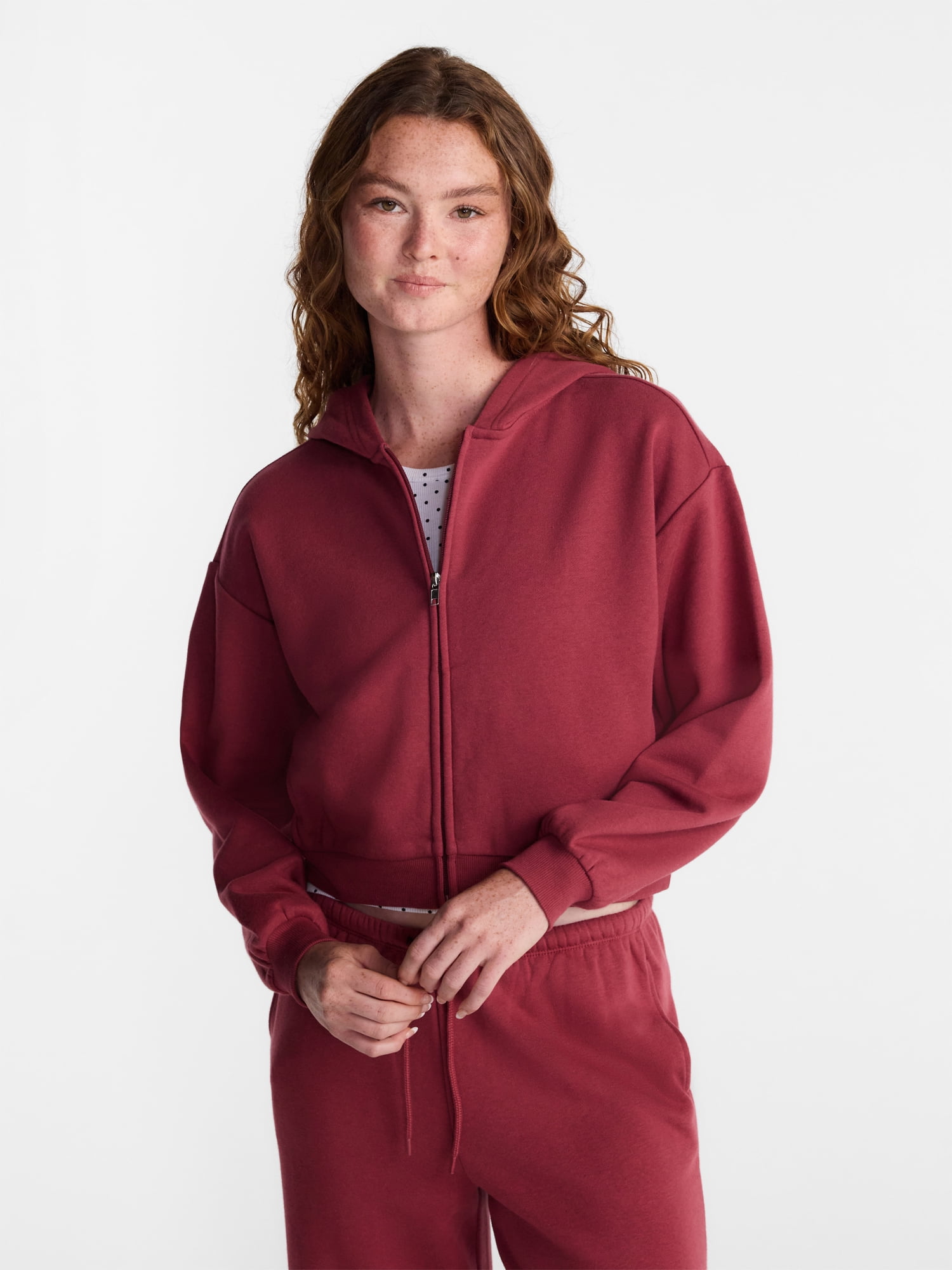 No Boundaries Boxy Zip Up Hoodie, Women's XXS-XXL