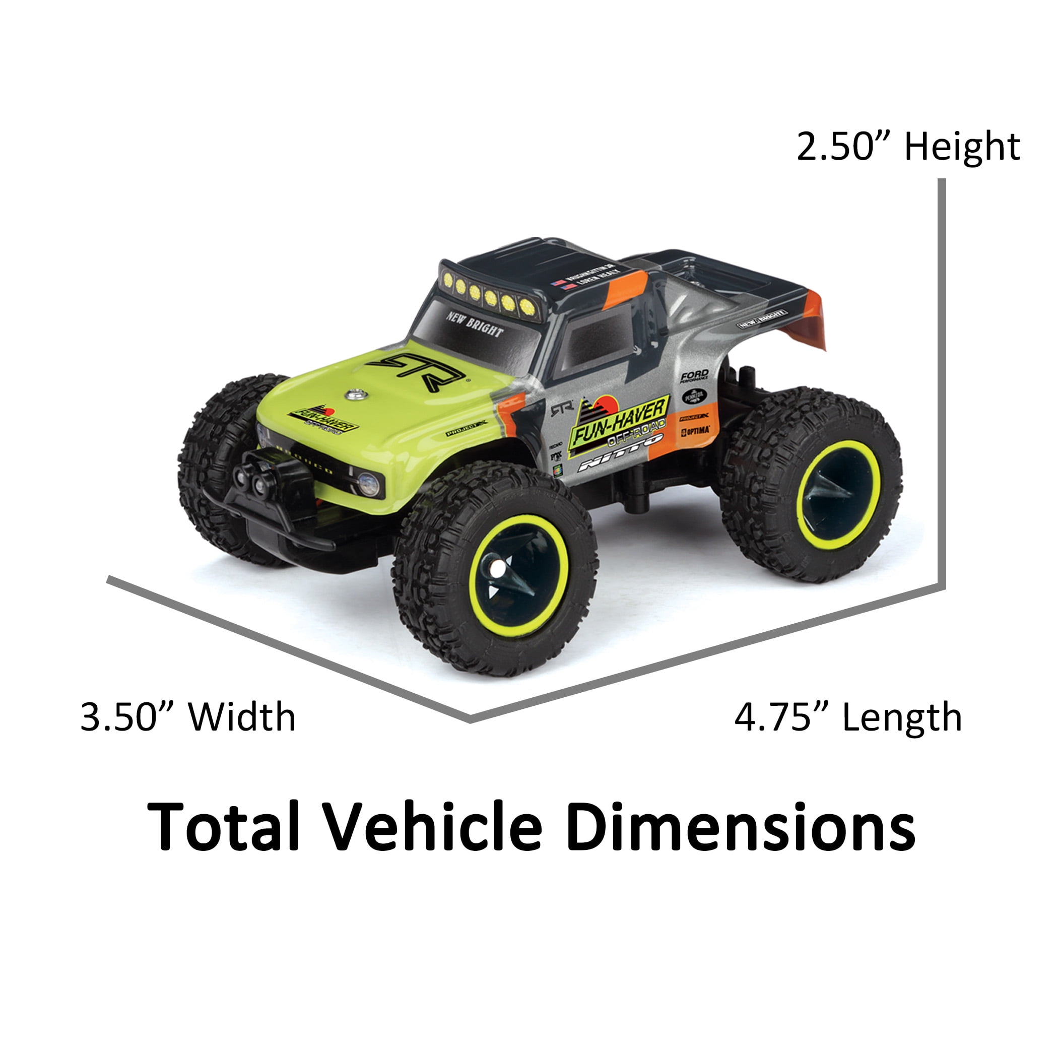 New Bright (1:43) Bronco Battery Remote Control Green/Gray Monster Truck, 84311U