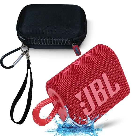 Altavoz Bluetooth JBL GO 3 impermeable con funda Megen, color rojo