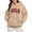 ZC Khaki, variant on Womens Brooklyn Letter Hoodies Hooded Long Sleeve Kangaroo Pocket Loose Fit Pullover Tops Varsity Style Sweatshirts