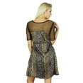 thumbnail image 3 of Bimba Women Short Satin Dress Net Sleeves Shift Chik Dress, 3 of 5